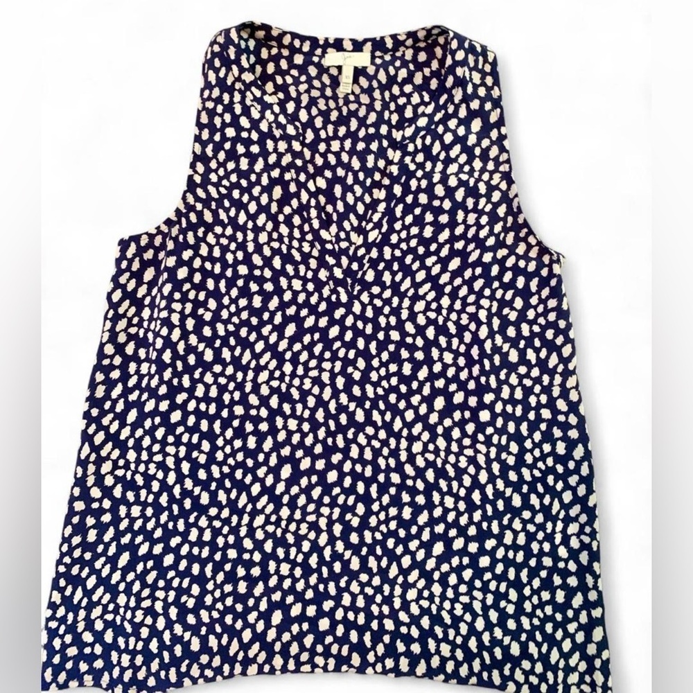 Joie Chic Navy and Cream Sleeveless, Silk  Blouse, XS